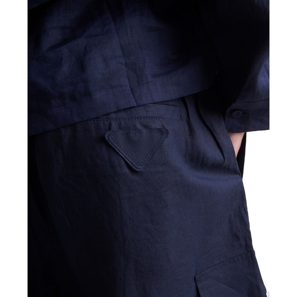 Short Bermuda en lin bleu Prada