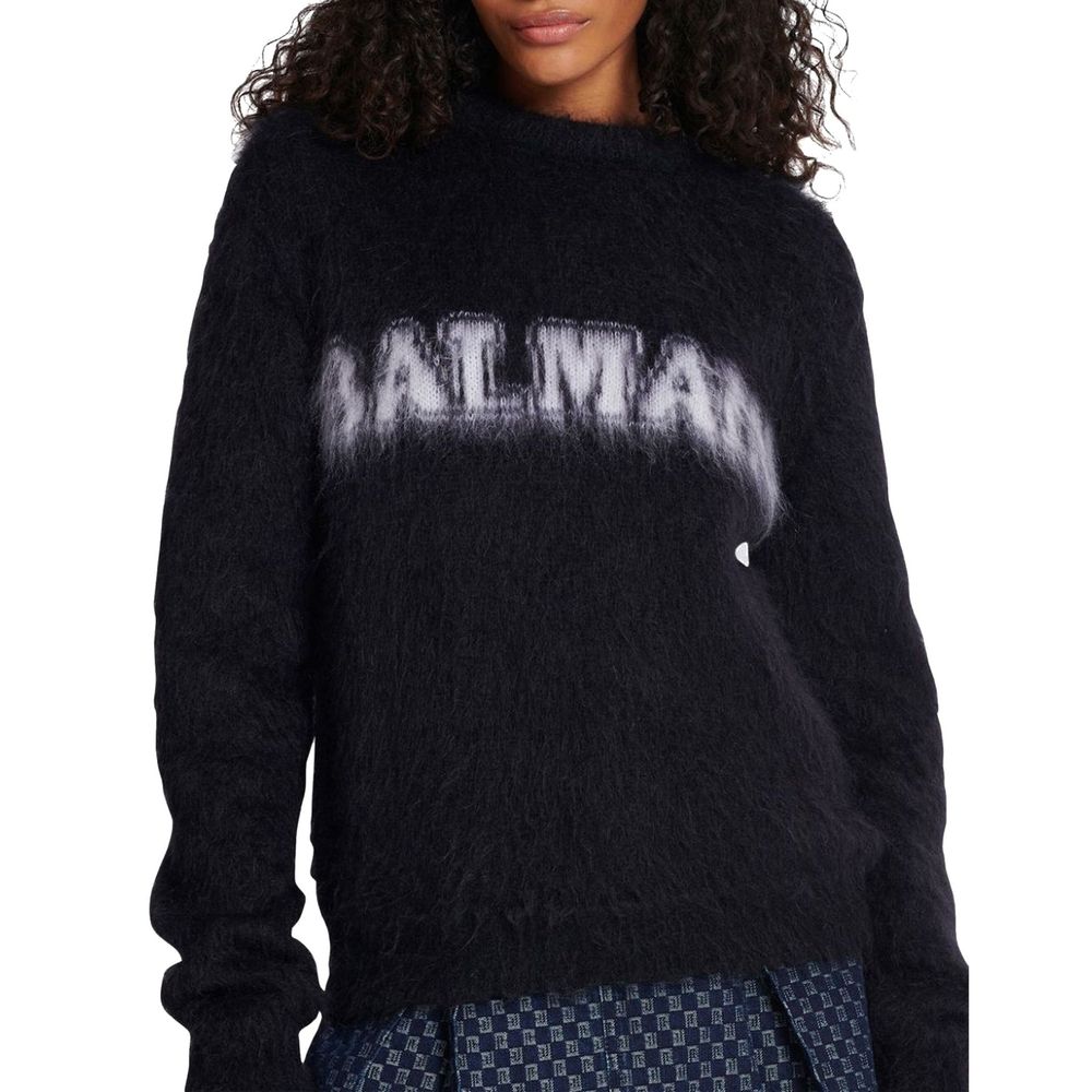 Felpa Balmain in mohair nera