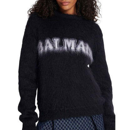 Felpa Balmain in mohair nera