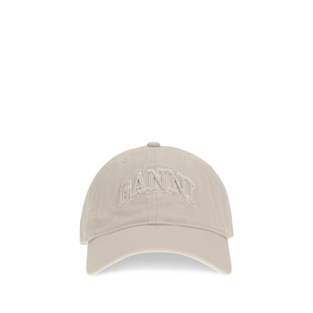 Ganni Berretto da Baseball in Cotone Beige