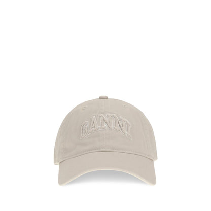 Ganni Berretto da Baseball in Cotone Beige