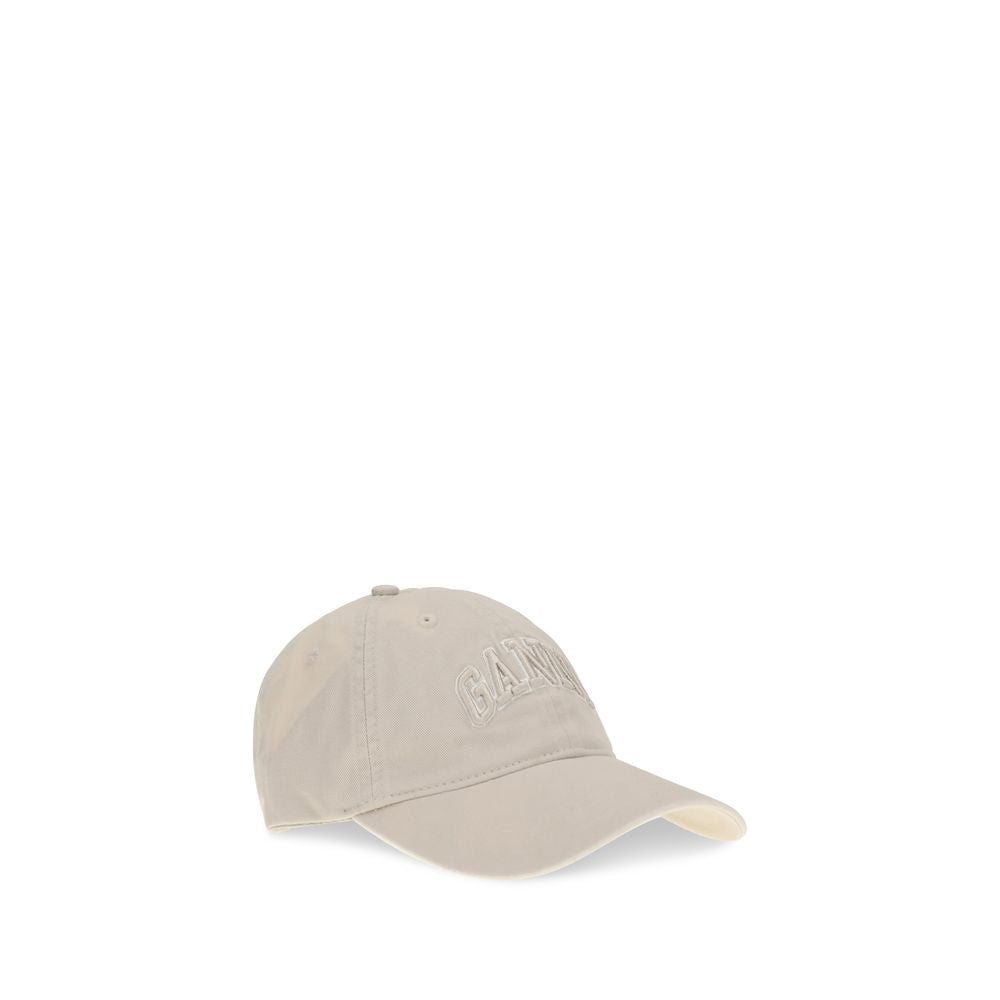 Ganni Berretto da Baseball in Cotone Beige