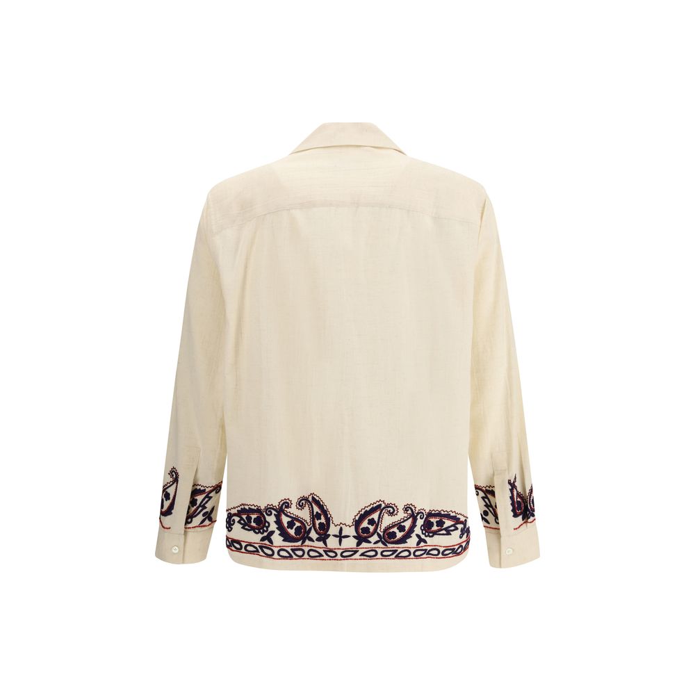 Chemise en soie à motif Baziszt beige