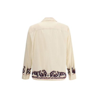 Chemise en soie à motif Baziszt beige