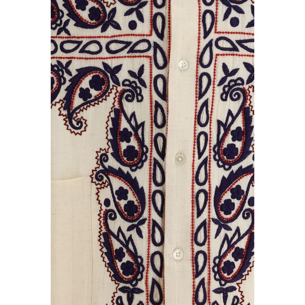 Chemise en soie à motif Baziszt beige