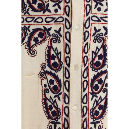 Chemise en soie à motif Baziszt beige