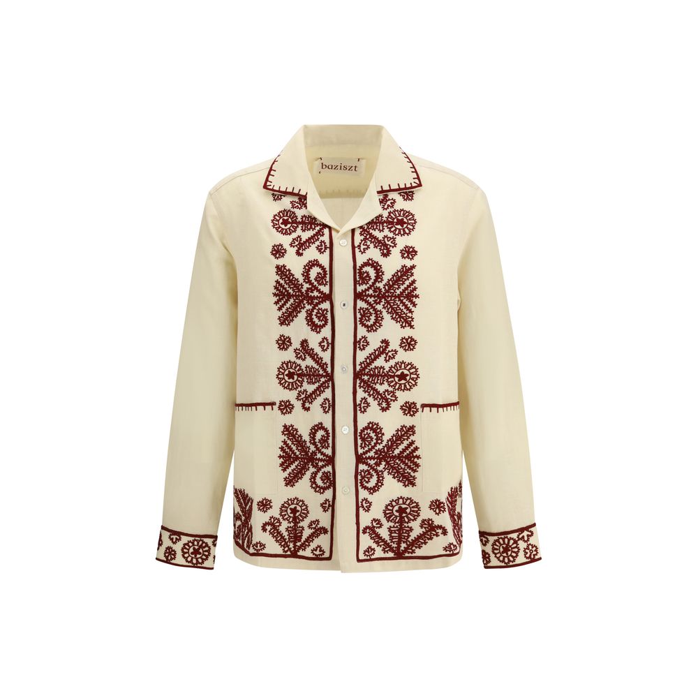 Chemise Baziszt en chanvre à motif beige