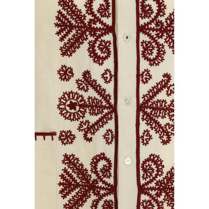 Chemise Baziszt en chanvre à motif beige