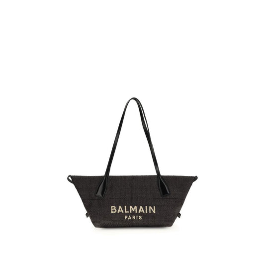 Balmain Borsa a spalla in rafia nera