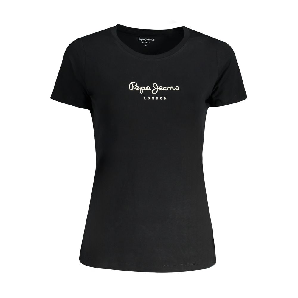T-shirt da donna in cotone nero Pepe Jeans