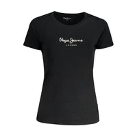 T-shirt da donna in cotone nero Pepe Jeans