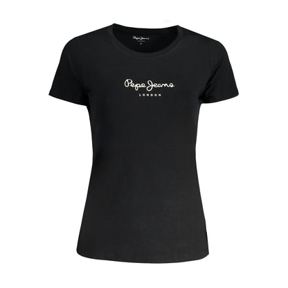 T-shirt da donna in cotone nero Pepe Jeans