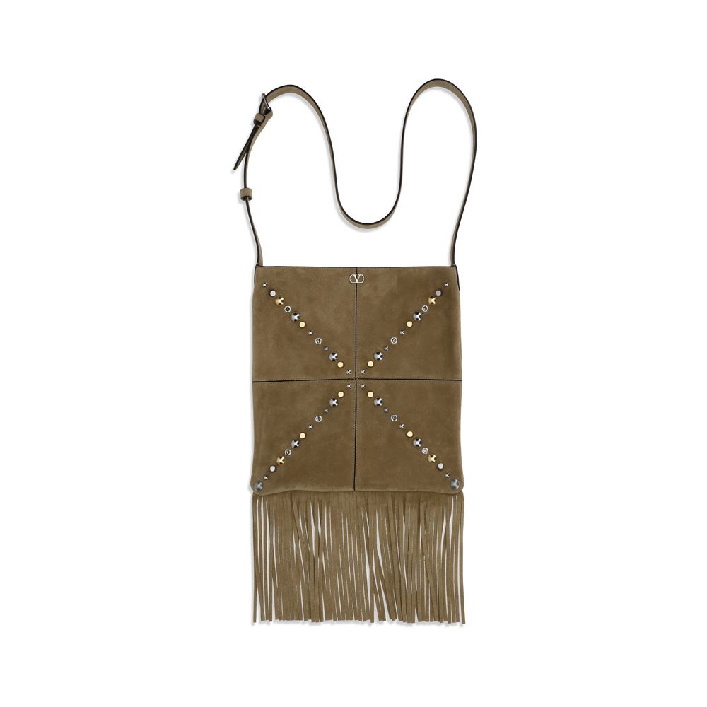 Sac bandoulière Valentino Garavani Bos Taurus en cuir de veau beige