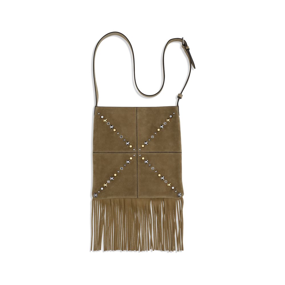 Sac bandoulière Valentino Garavani Bos Taurus en cuir de veau beige