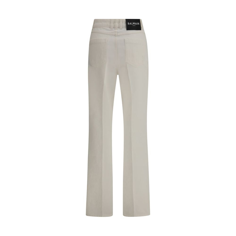 Jeans Balmain dritti in cotone bianchi