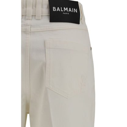 Jeans Balmain dritti in cotone bianchi