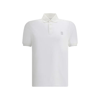 Polo Brunello Cucinelli in cotone bianco