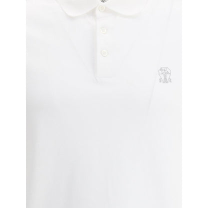Polo Brunello Cucinelli in cotone bianco