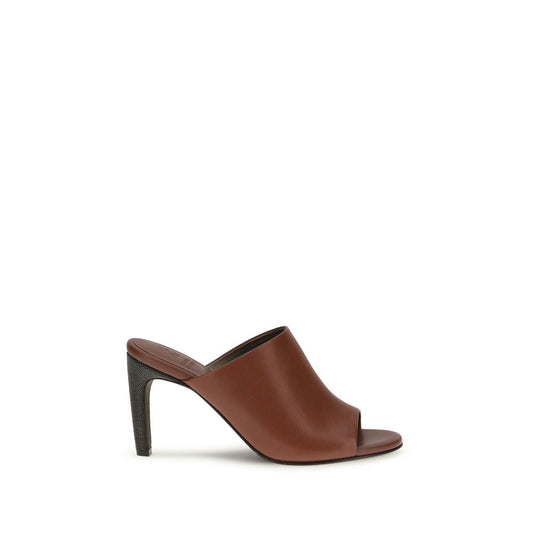 Sandali Brunello Cucinelli in pelle di vitello marrone Bos Taurus