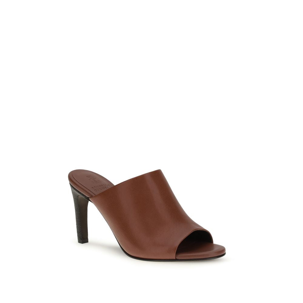 Sandali Brunello Cucinelli in pelle di vitello marrone Bos Taurus