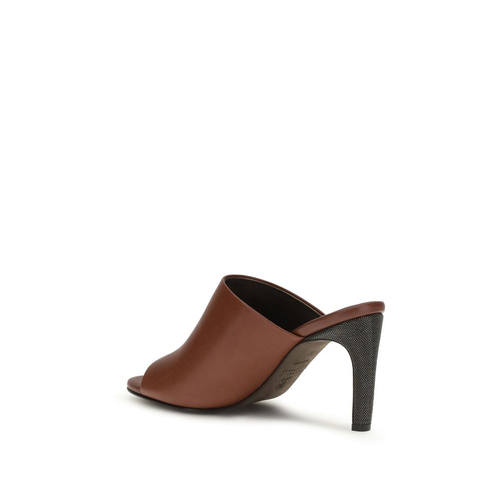 Sandali Brunello Cucinelli in pelle di vitello marrone Bos Taurus