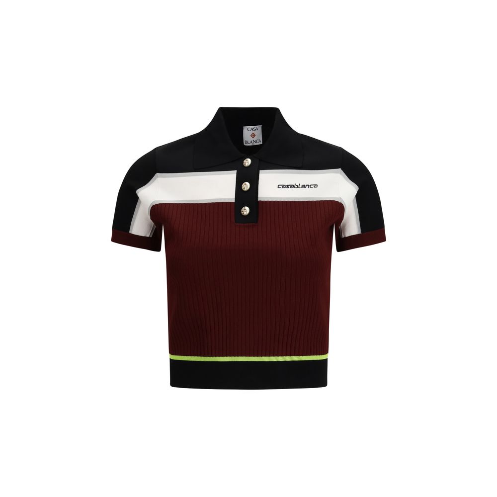 Casablanca Bordeaux Viscose Polo Shirt
