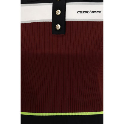 Casablanca Bordeaux Viscose Polo Shirt