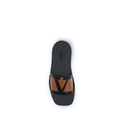 Valentino Garavani Black Goatskin Flat Sandals