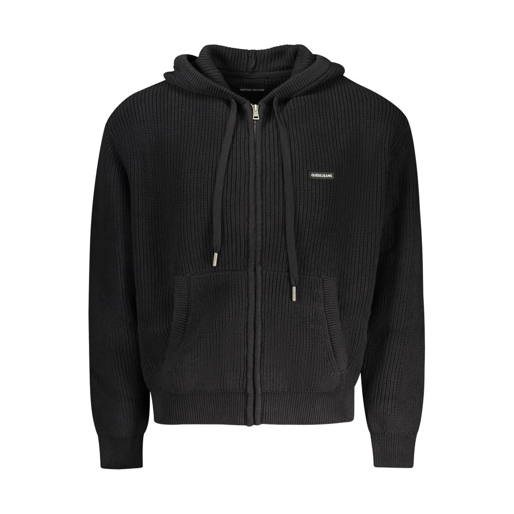 Guess Jeans Cardigan da Uomo in Cotone Biologico Nero