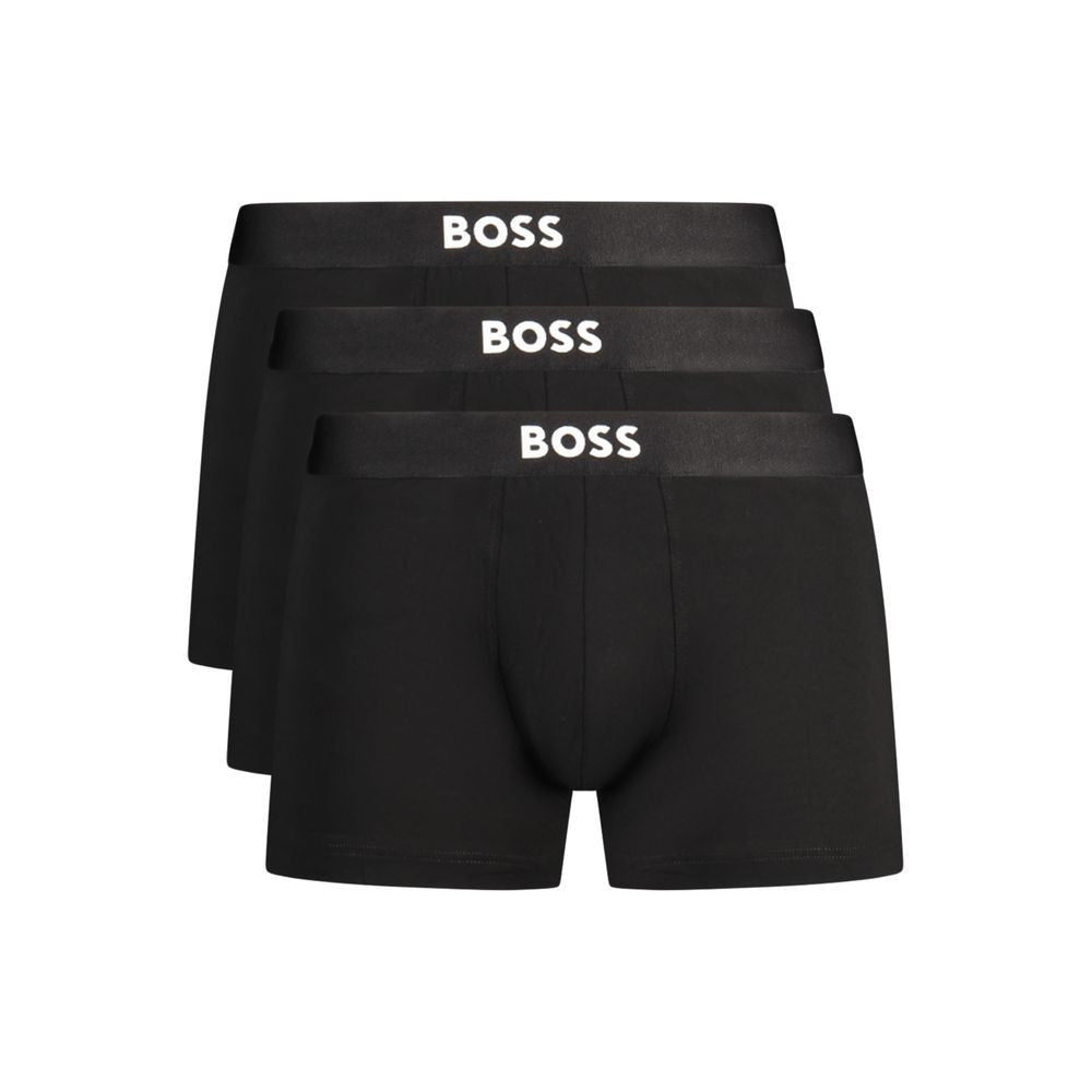 Caleçon Boxer Hugo Boss en Coton Noir pour Homme