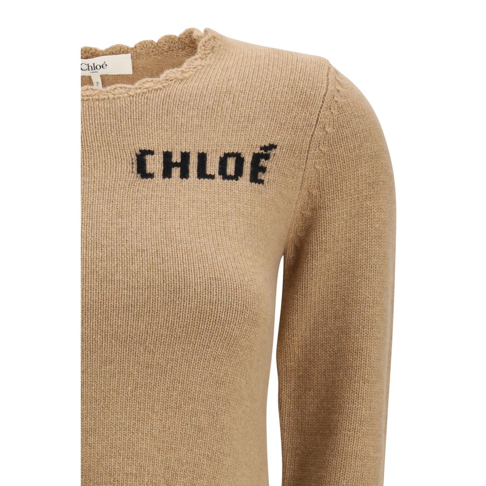 Sweat-shirt en laine marron Chloé