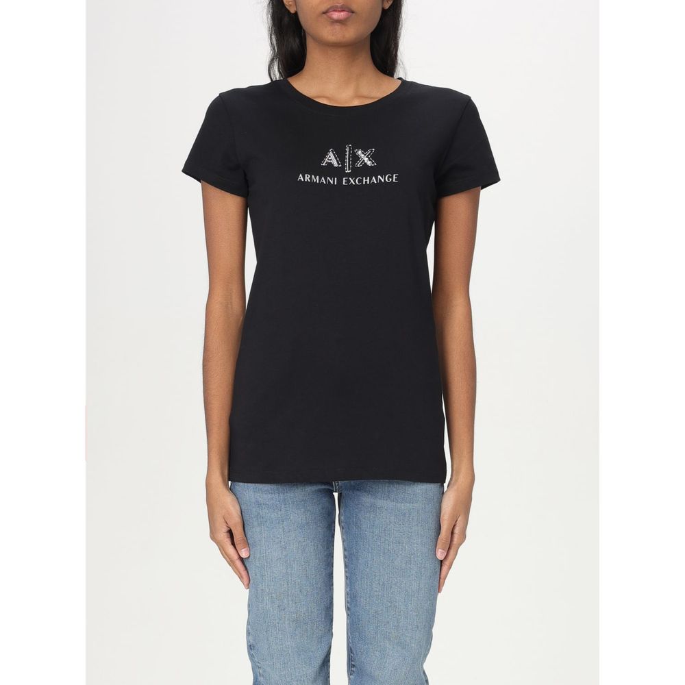 T-shirt nera in cotone Armani Exchange