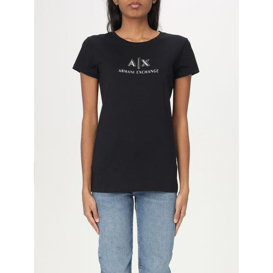 T-shirt nera in cotone Armani Exchange