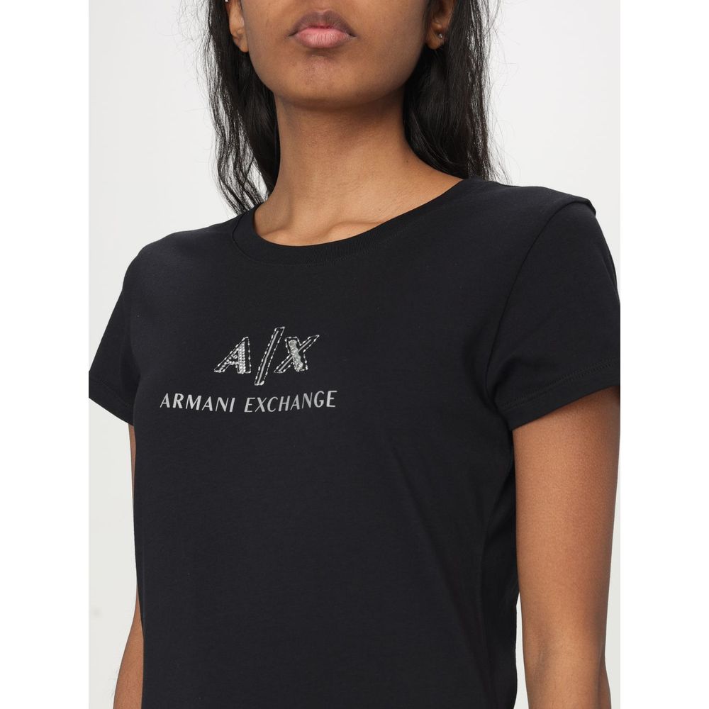 T-shirt nera in cotone Armani Exchange