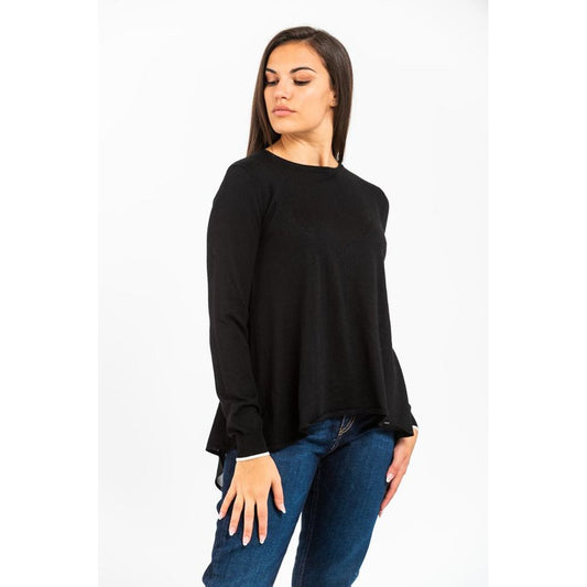 T-shirt a maniche lunghe in viscosa Gas nera