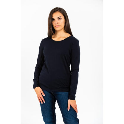 T-shirt a maniche lunghe in cotone blu Gas