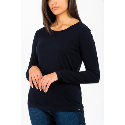 T-shirt a maniche lunghe in cotone blu Gas