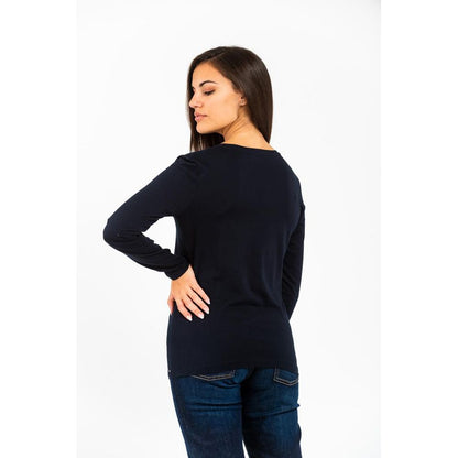 T-shirt a maniche lunghe in cotone blu Gas