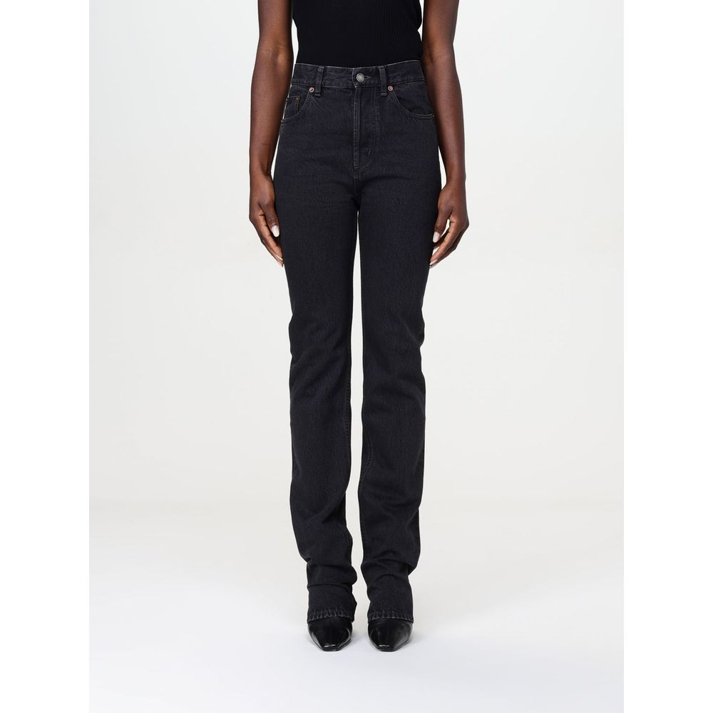 Jeans Saint Laurent neri in cotone a gamba dritta