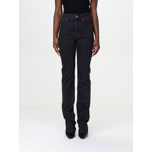Jeans Saint Laurent neri in cotone a gamba dritta