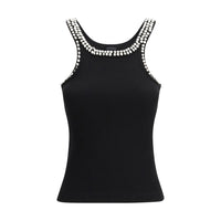PINKO Black Cotton Sleeveles T-Shirt