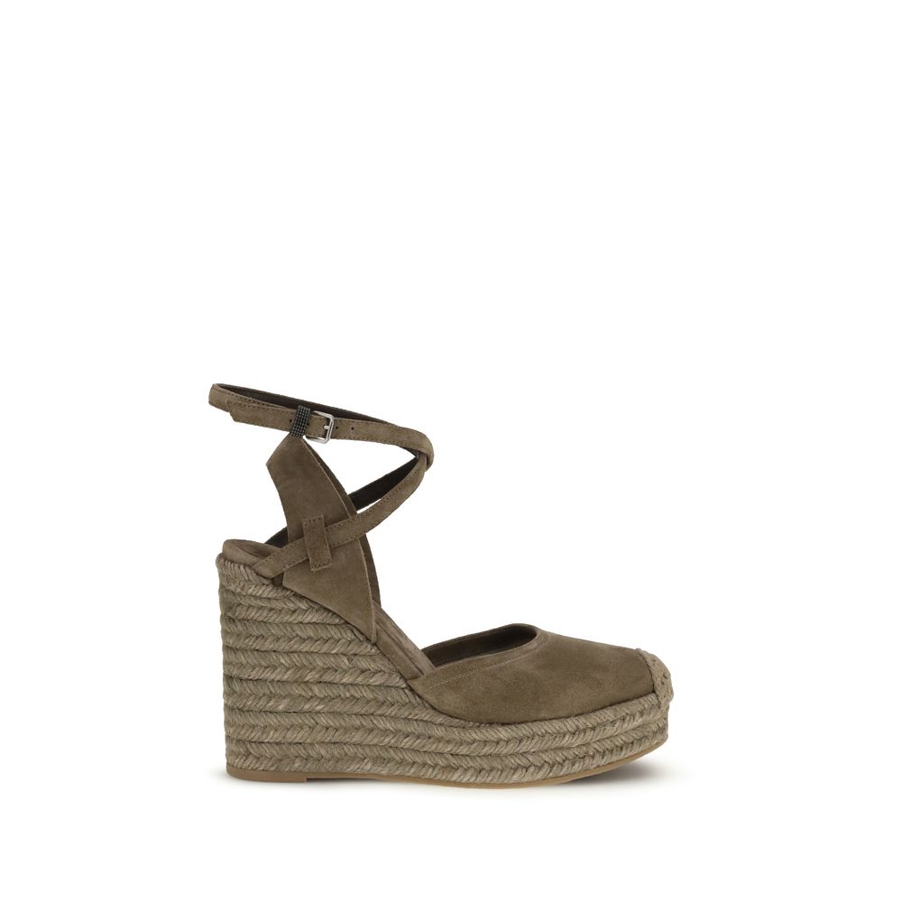 Espadrillas Brunello Cucinelli in pelle di vitello beige Bos Taurus