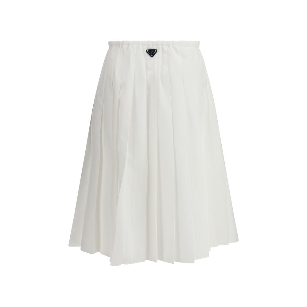 Jupe longue en coton blanc Prada