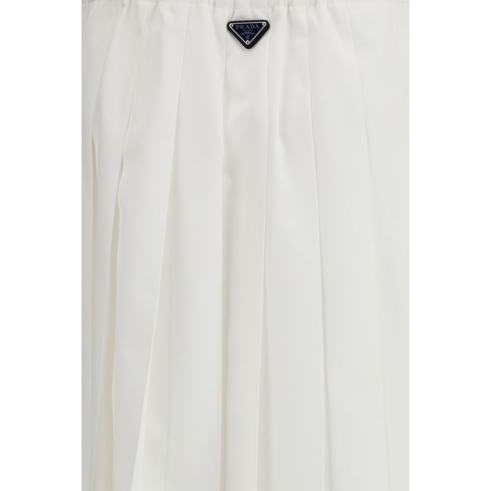 Jupe longue en coton blanc Prada