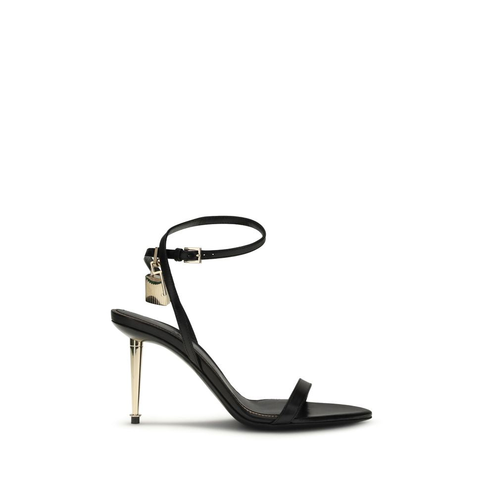 Sandali Tom Ford in pelle di capra nera con tacco a stiletto