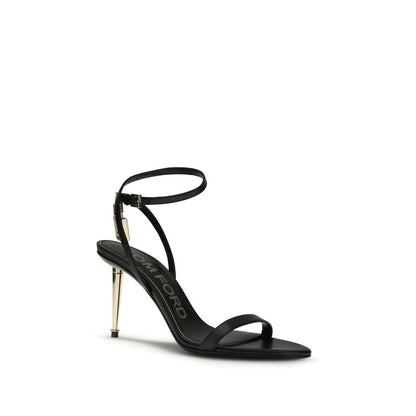 Sandali Tom Ford in pelle di capra nera con tacco a stiletto
