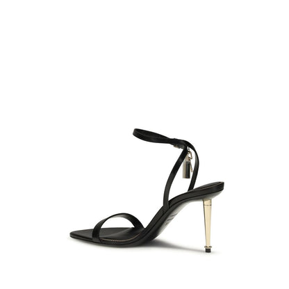 Sandali Tom Ford in pelle di capra nera con tacco a stiletto