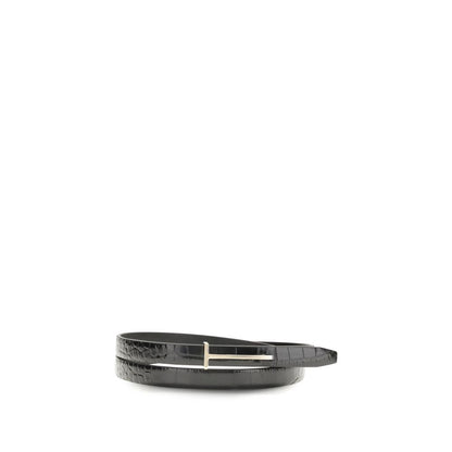 Cintura sottile in pelle nera Tom Ford