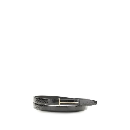 Ceinture fine en cuir noir Tom Ford