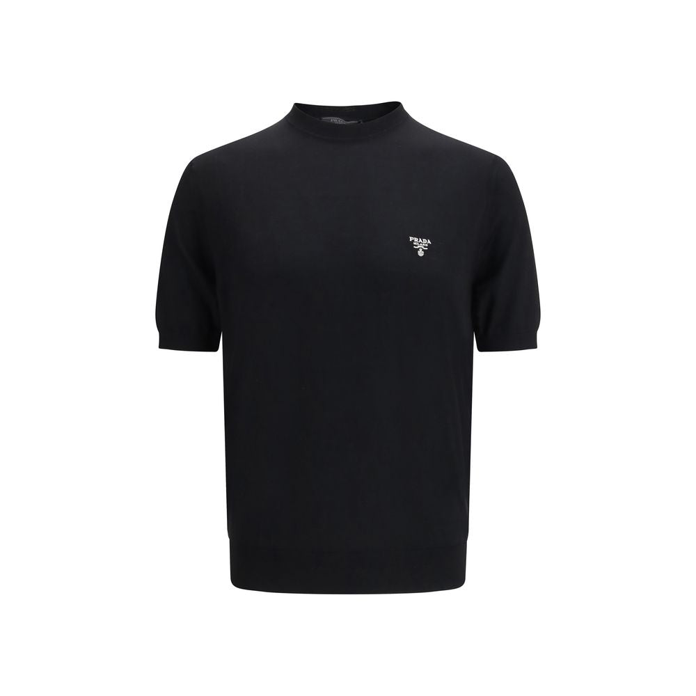 T-shirt Prada in lana polare nera
